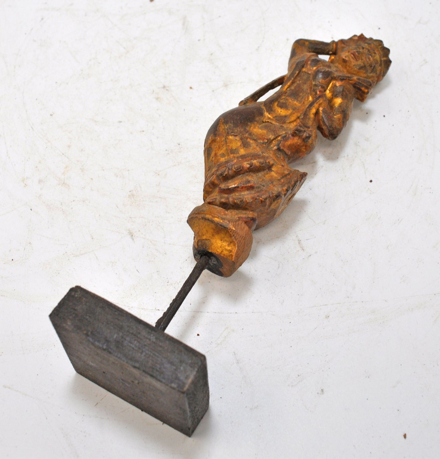 Antique Wooden Dancing Woman Figurine Original Old Very Fine Carved Painted