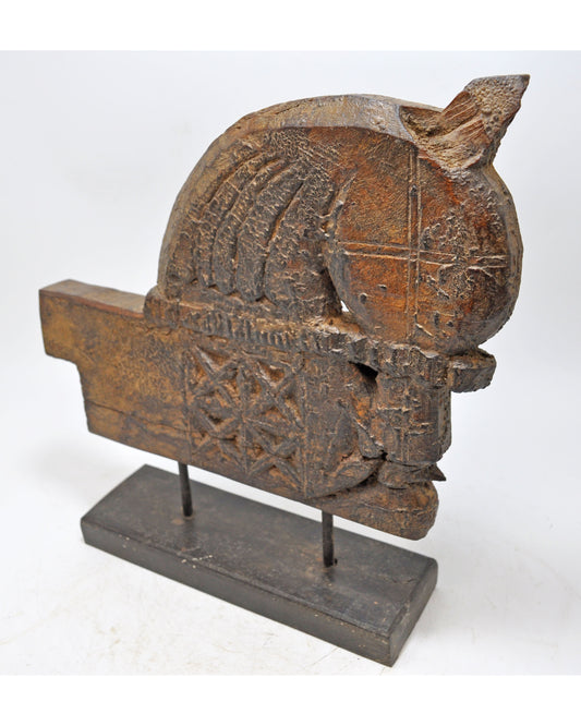 Antique Wooden Horse Head Bust Figurine Original Old Fine Hand Carved