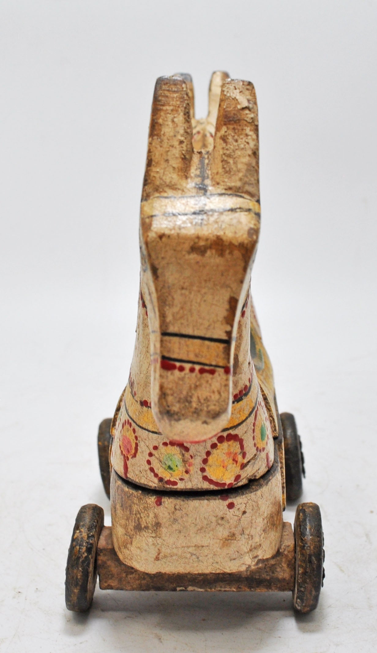Hand Carved Wooden Horse on Wheels Figurine Spice Box Rustic Hand Painted