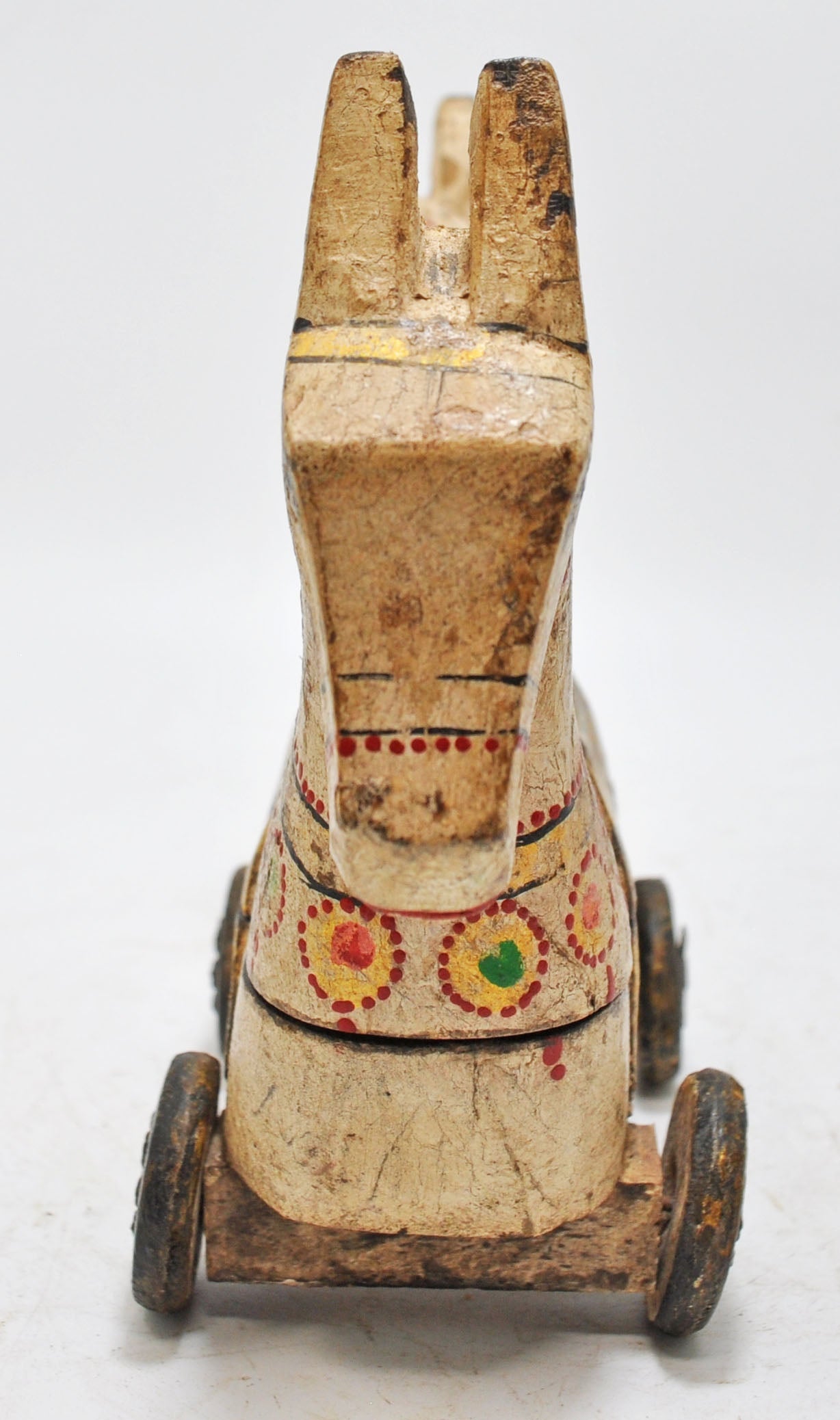 Hand Carved Wooden Horse on Wheels Figurine Spice Box Rustic Hand Painted
