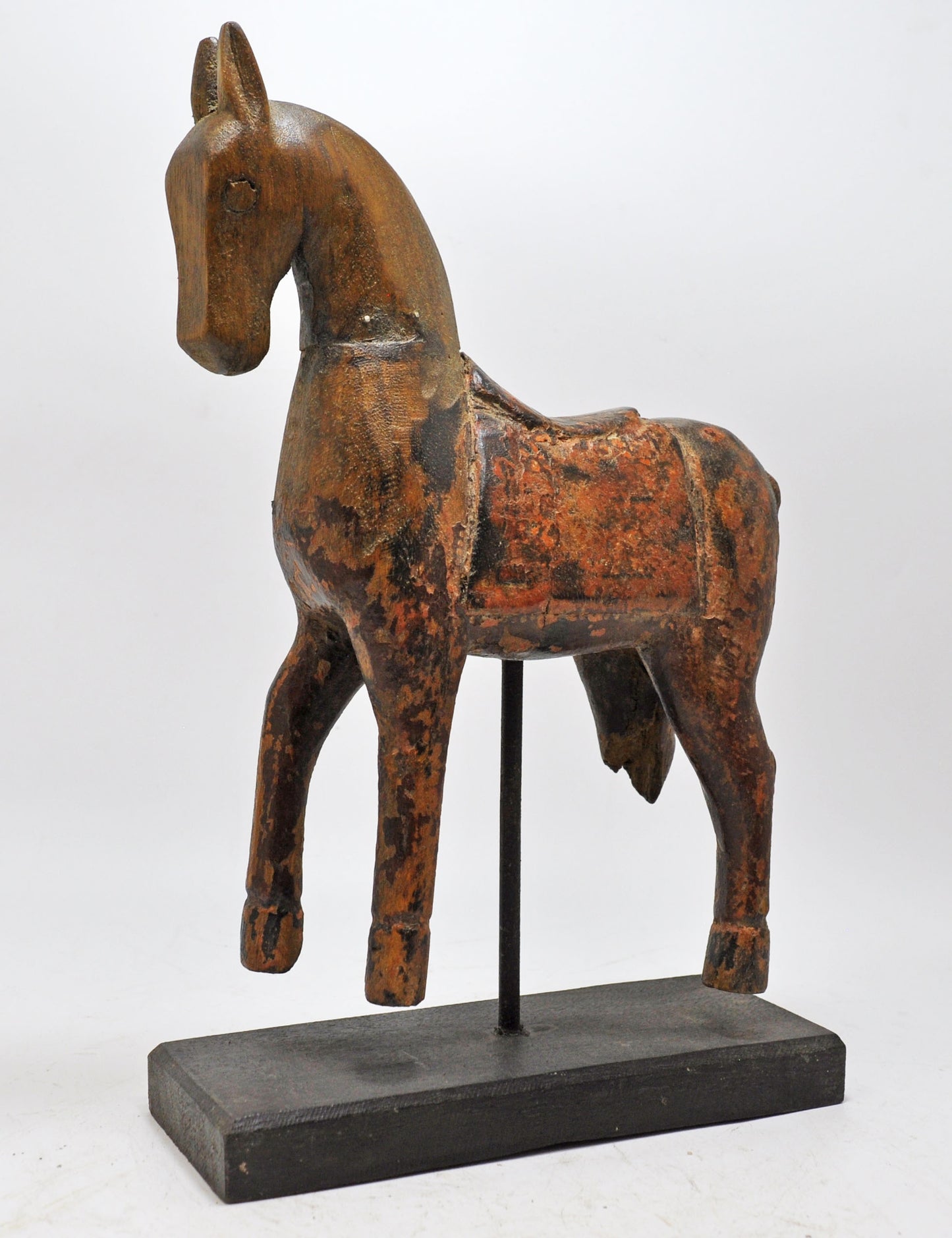 Vintage Wooden Horse Figurine Original Old Hand Carved