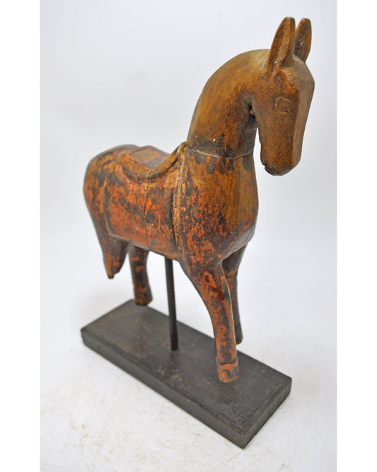 Vintage Wooden Horse Figurine Original Old Hand Carved