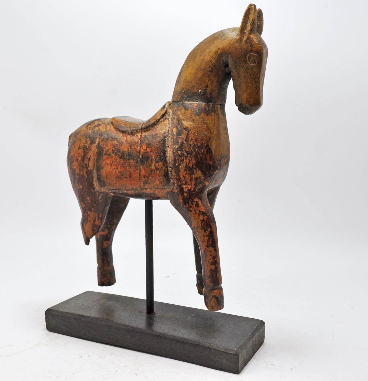 Vintage Wooden Horse Figurine Original Old Hand Carved