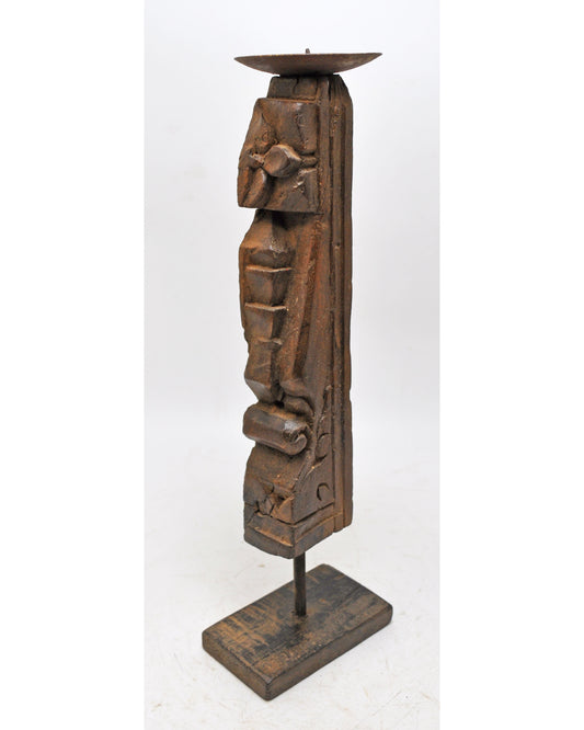 Antique Wooden Wall Bracket Carving Candle Holder Original Old Hand Carved