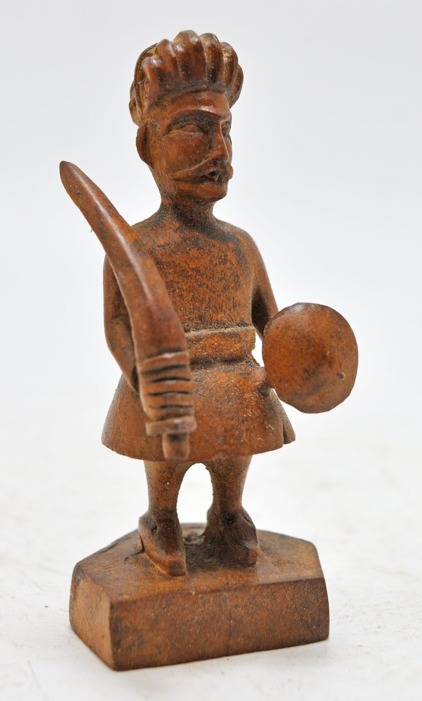 Antique Wooden Small Soldier Man Figurine Original Old Fine Hand Carved