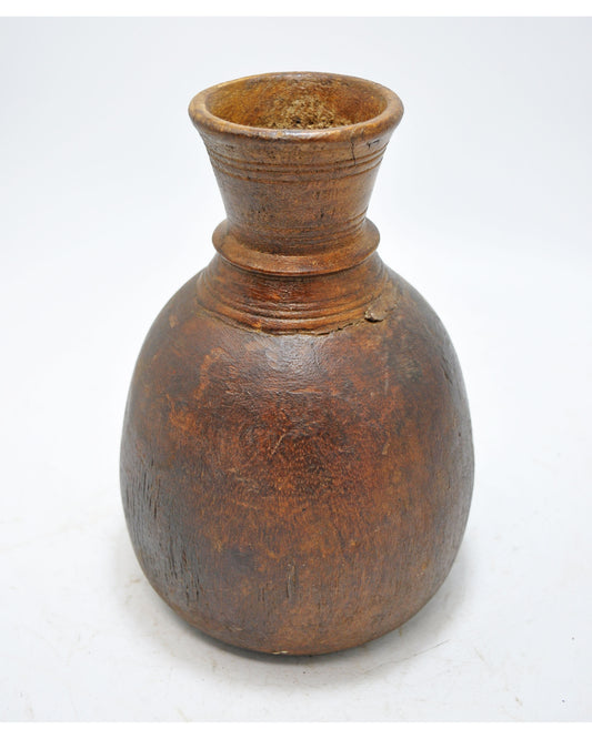 Antique Wooden Himalayan Water Pot Original Old Hand Crafted