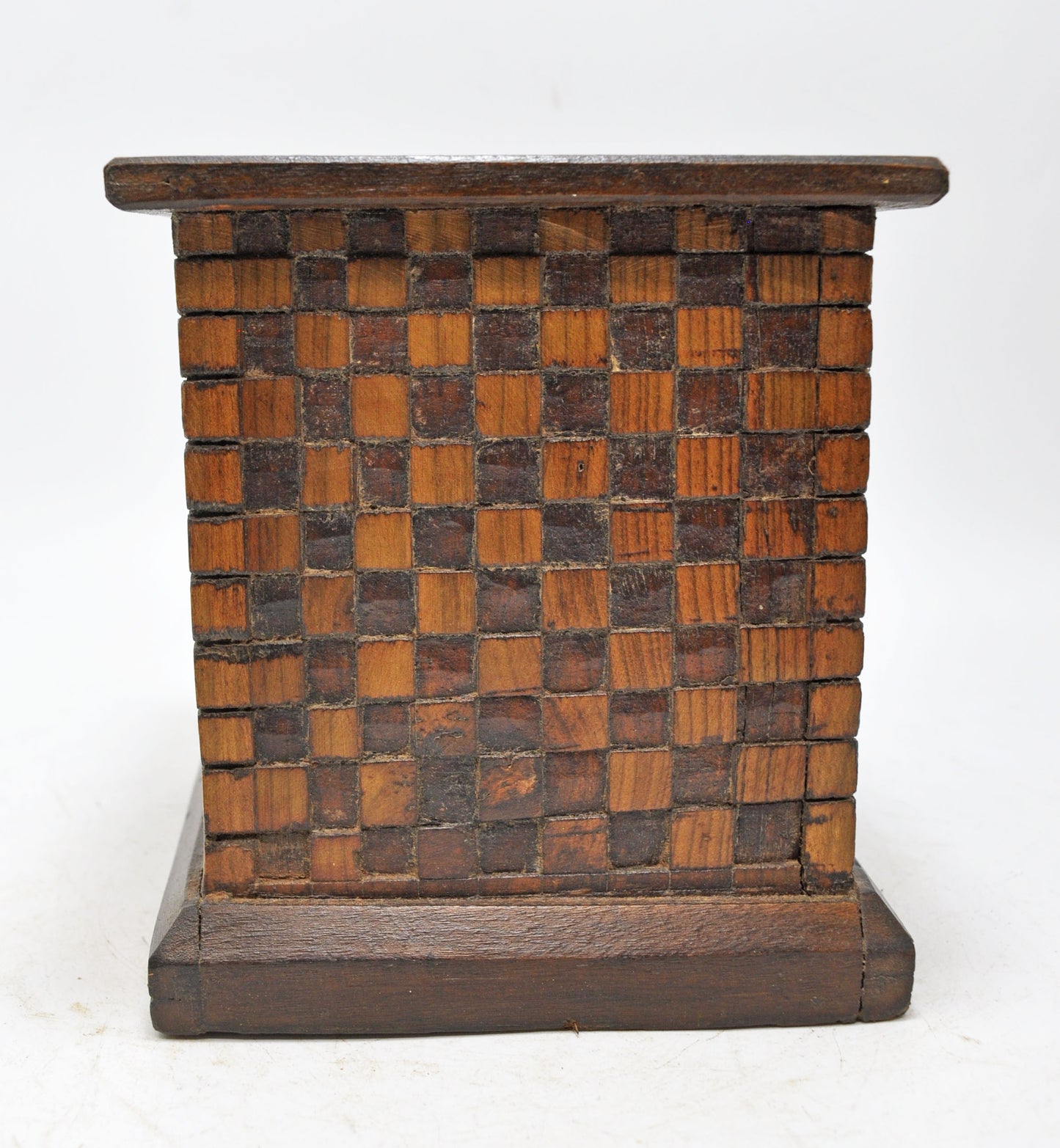 Vintage Wooden Square Planter Pot Original Old Hand Crafted Carved