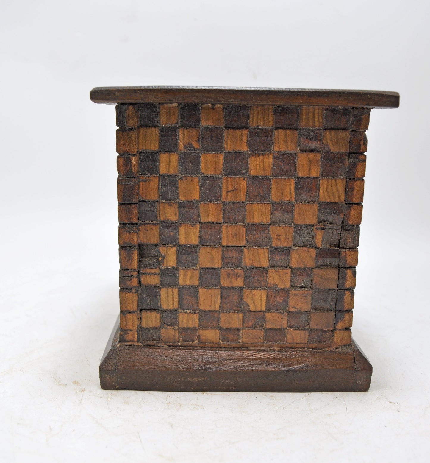 Vintage Wooden Square Planter Pot Original Old Hand Crafted Carved