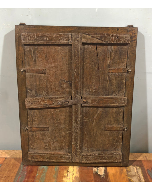 Antique Wooden Wall Décor Window Panel With Frame Original Old Hand Crafted