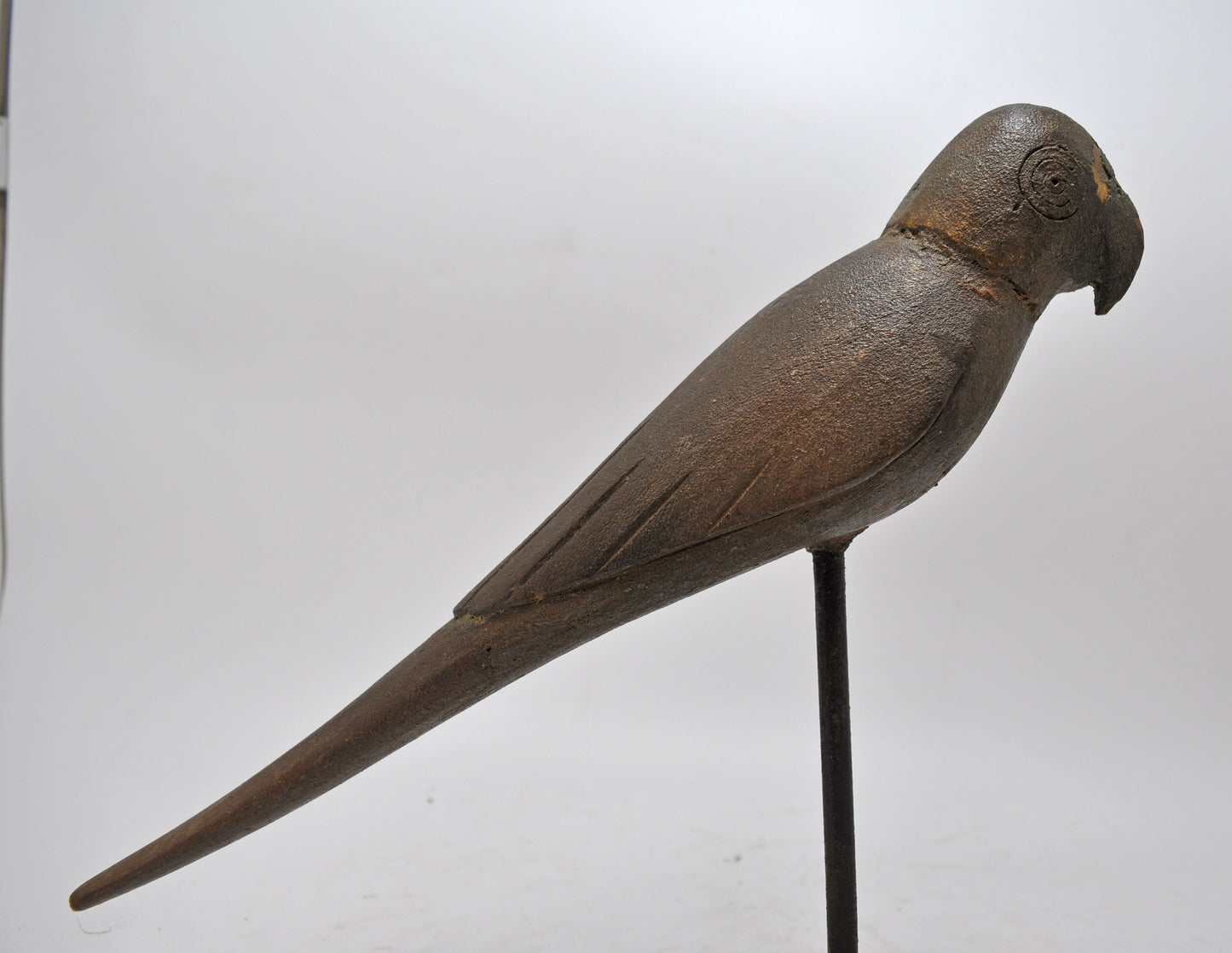 Vintage Wooden Parrot Bird Figurine on Stand Original Old Hand Carved
