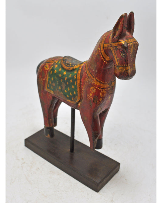Hand Carved Wooden Horse Figurine Rustic Hand Painted