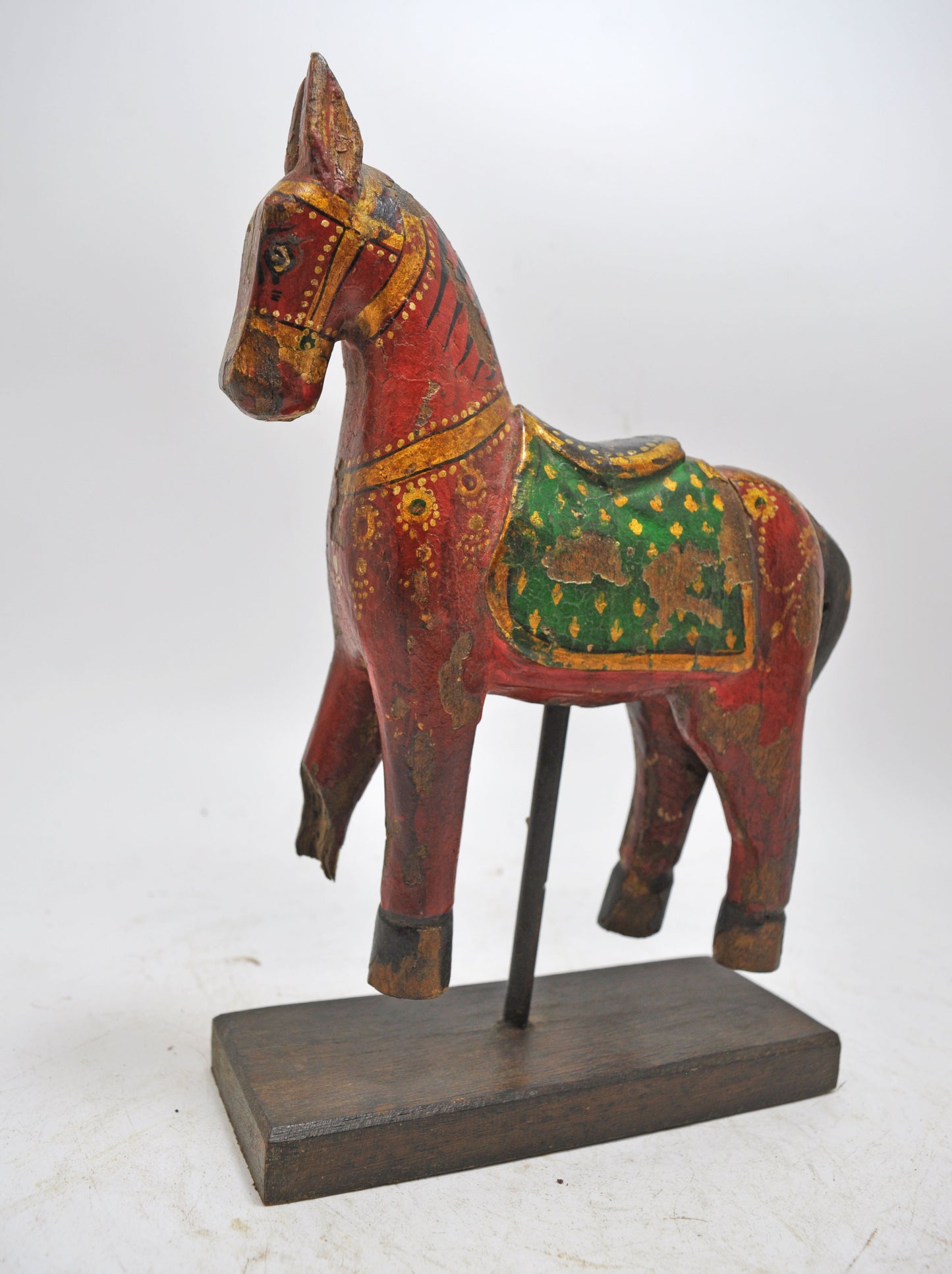 Hand Carved Wooden Horse Figurine Rustic Hand Painted