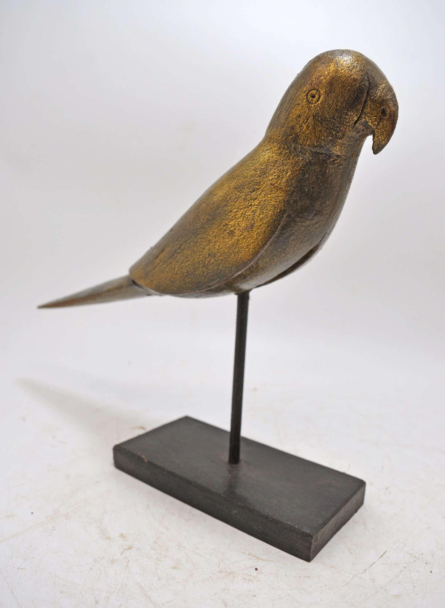 Vintage Wooden Parrot Bird Figurine on Stand Original Old Hand Carved