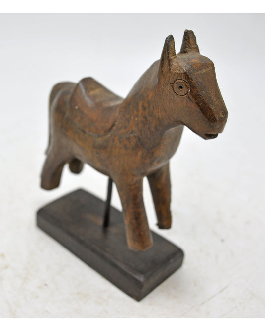 Vintage Wooden Horse Figurine Original Old Hand Carved