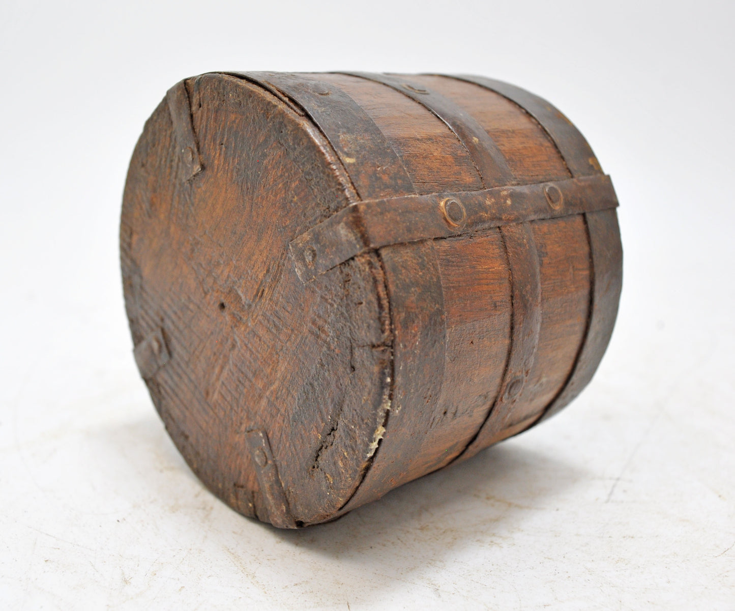 Vintage Wooden Round Grain Measurement Paili Pot Original Old Hand Crafted