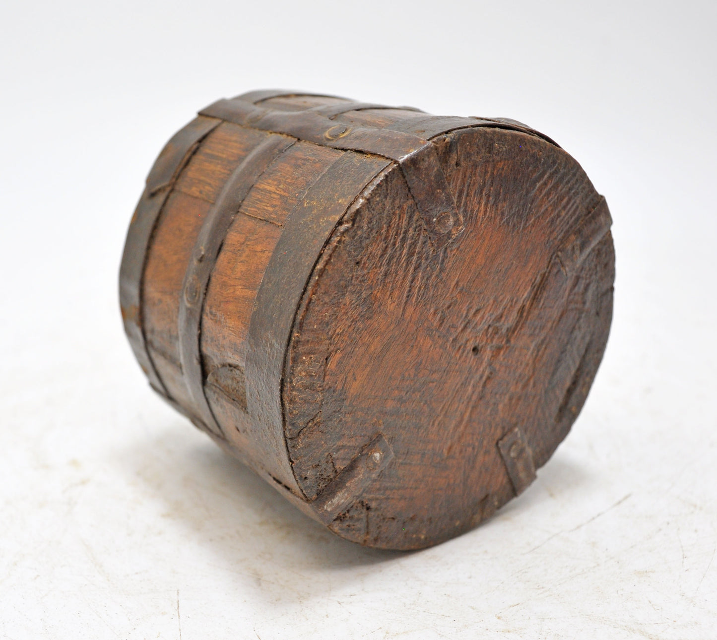 Vintage Wooden Round Grain Measurement Paili Pot Original Old Hand Crafted