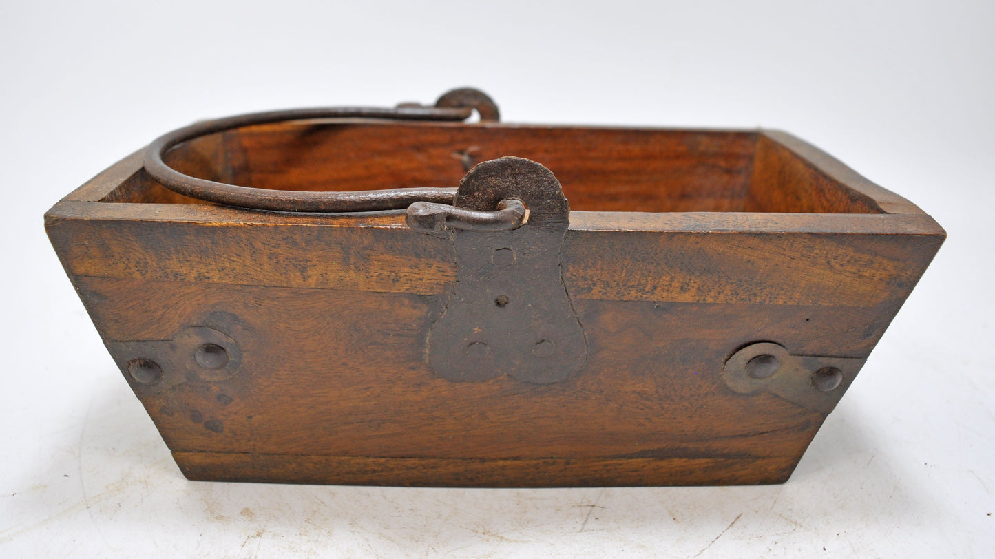 Vintage Wooden Small Basket Original Old Hand Crafted