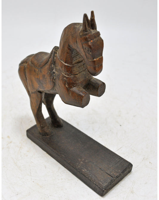 Vintage Wooden Horse Figurine Original Old Hand Carved