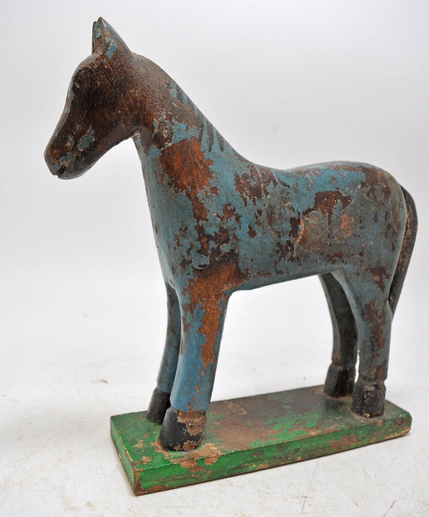 Hand Carved Wooden Horse Figurine Rustic Hand Painted