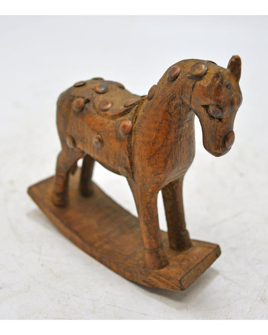 Vintage Wooden Horse Figurine Original Old Hand Carved