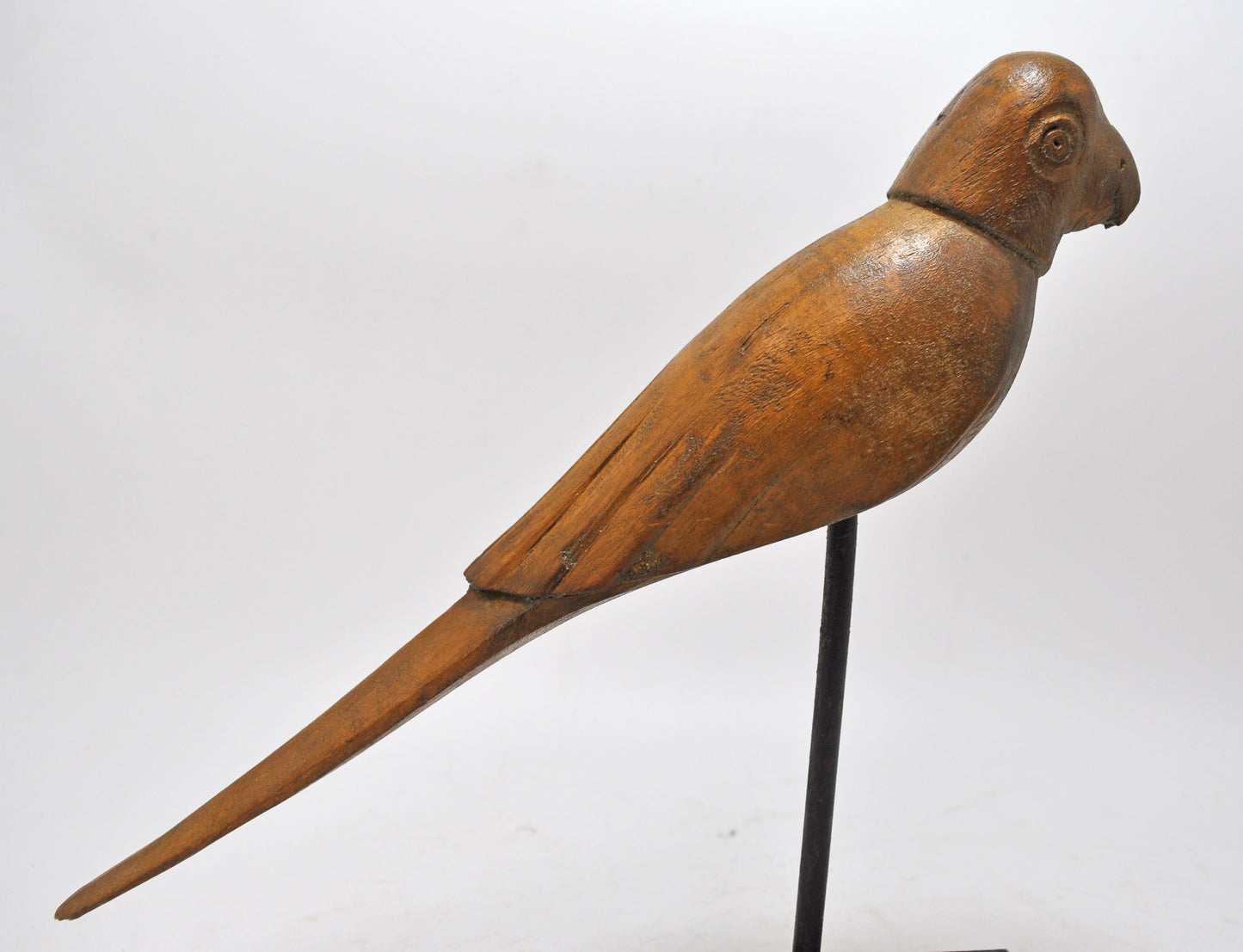 Vintage Wooden Parrot Bird Figurine on Stand Original Old Hand Carved