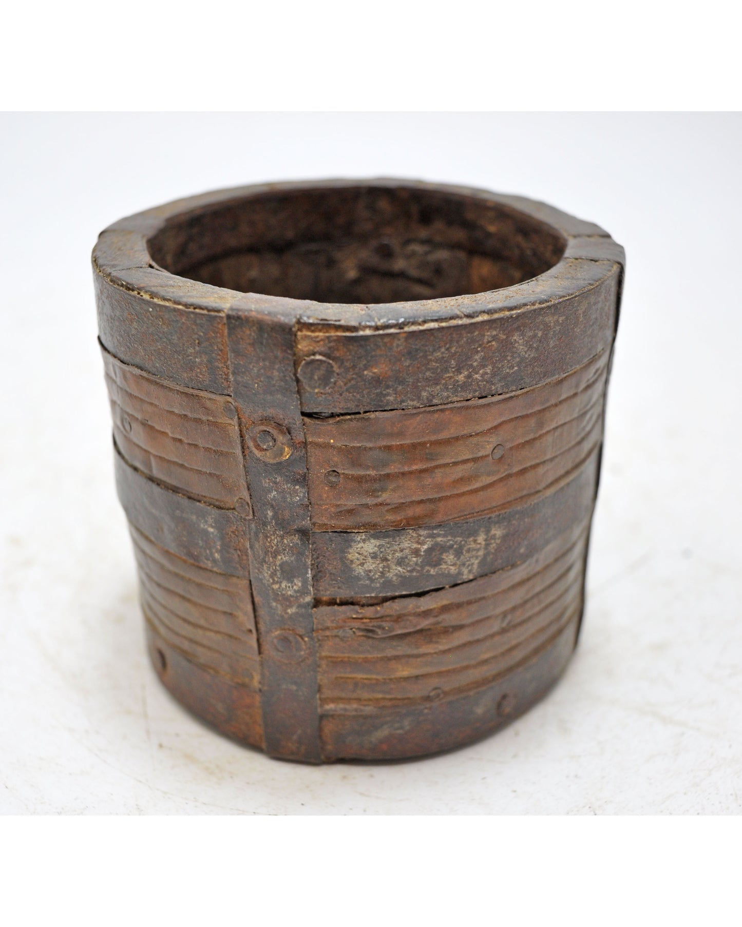 Vintage Wooden Round Grain Measurement Paili Pot Original Old Hand Crafted