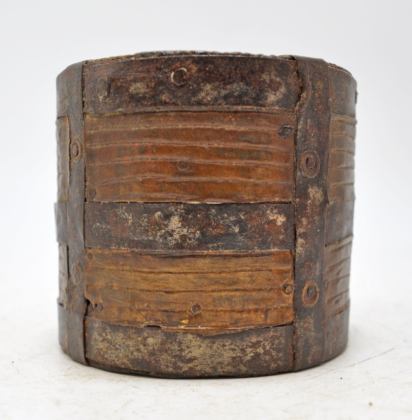 Vintage Wooden Round Grain Measurement Paili Pot Original Old Hand Crafted