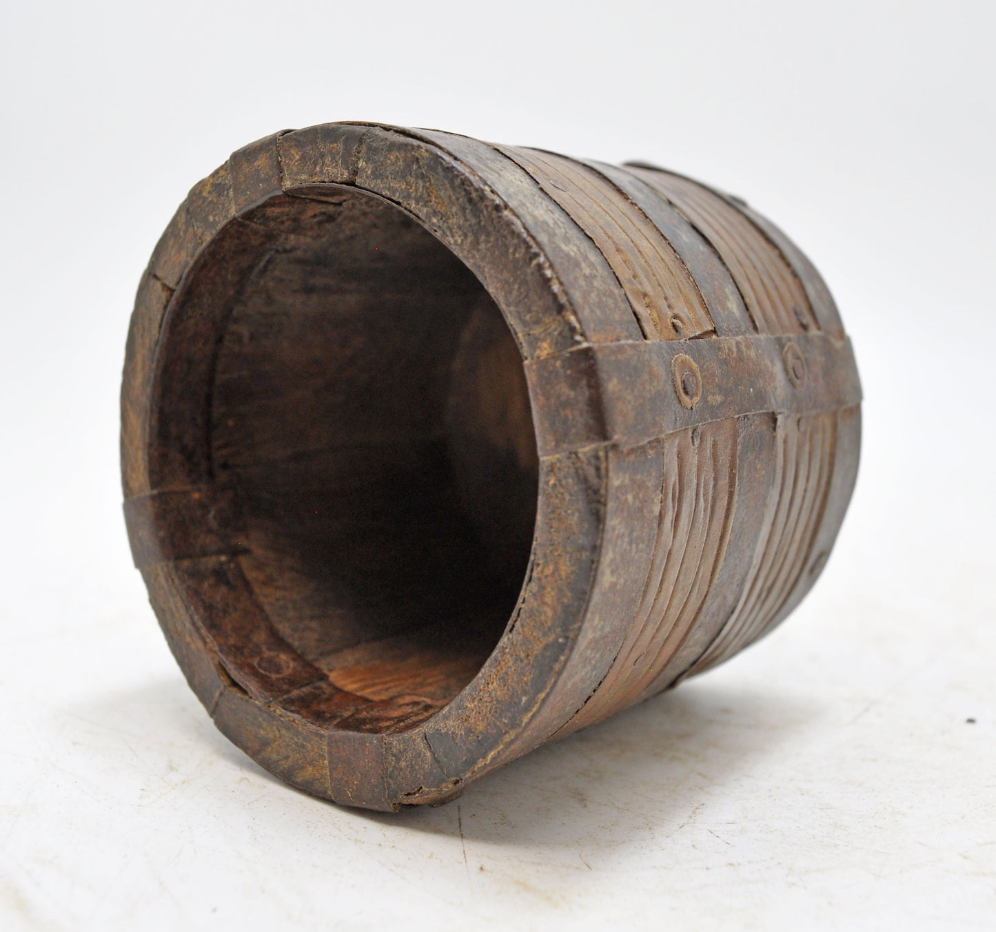 Vintage Wooden Round Grain Measurement Paili Pot Original Old Hand Crafted