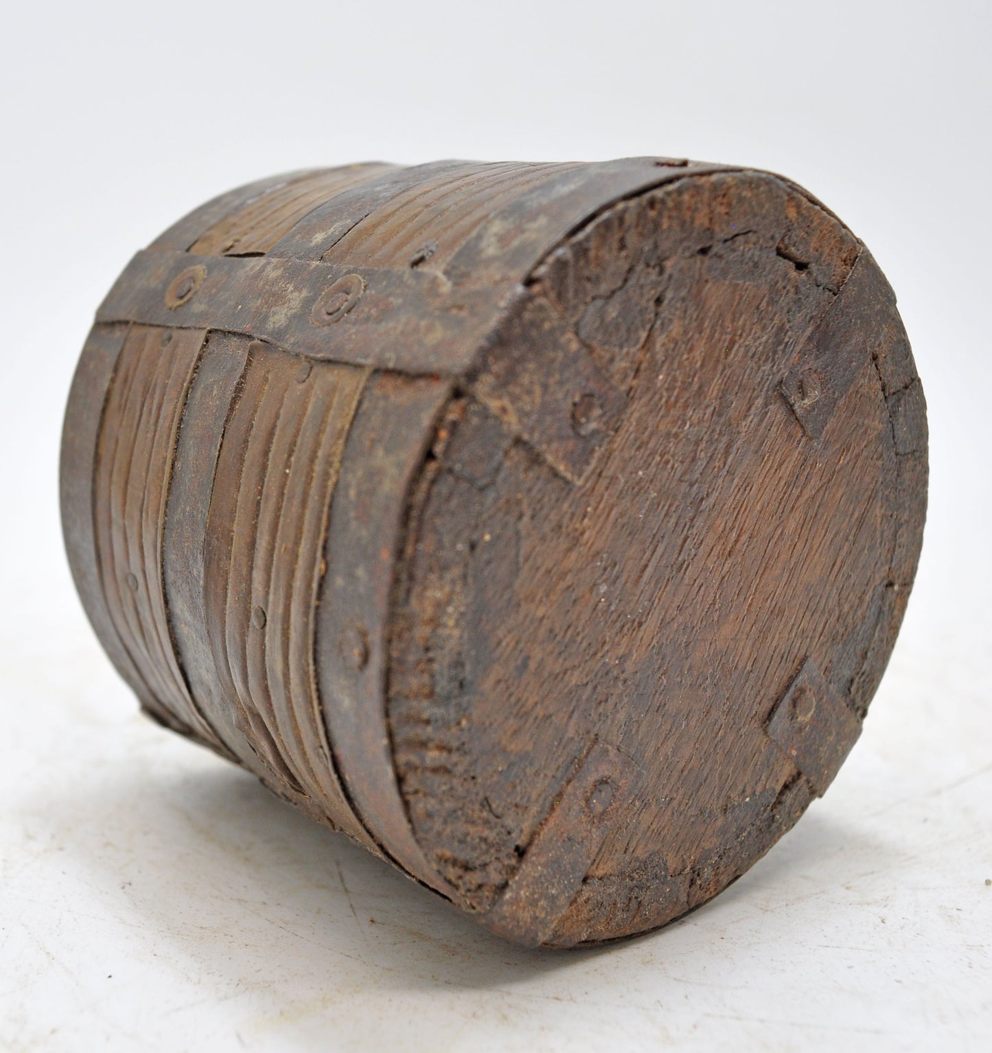 Vintage Wooden Round Grain Measurement Paili Pot Original Old Hand Crafted