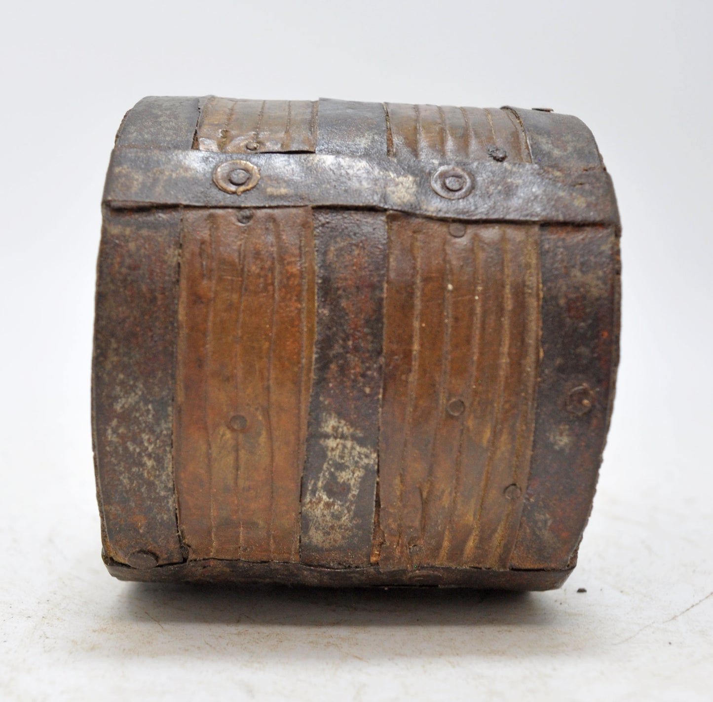 Vintage Wooden Round Grain Measurement Paili Pot Original Old Hand Crafted