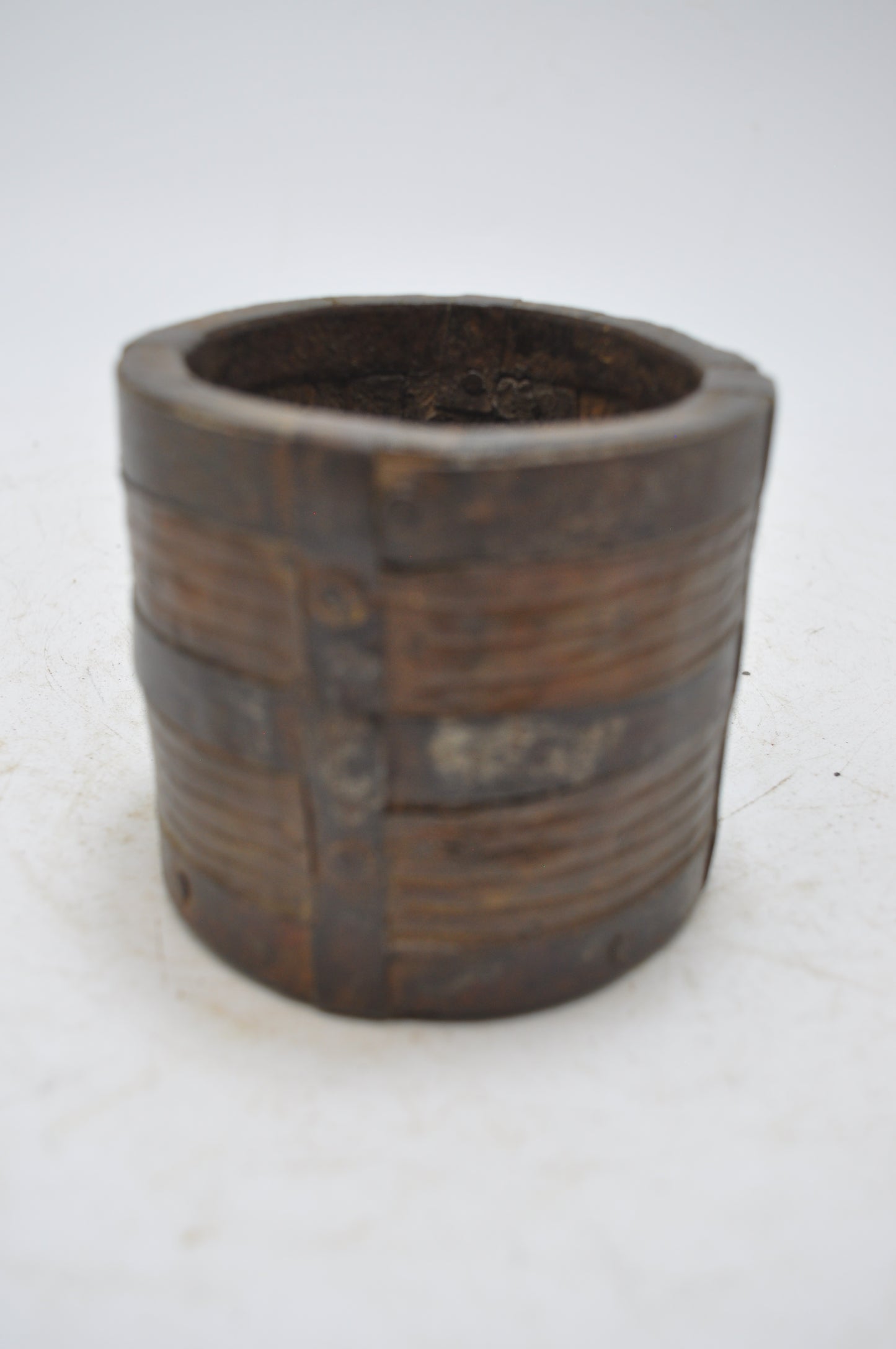Vintage Wooden Round Grain Measurement Paili Pot Original Old Hand Crafted