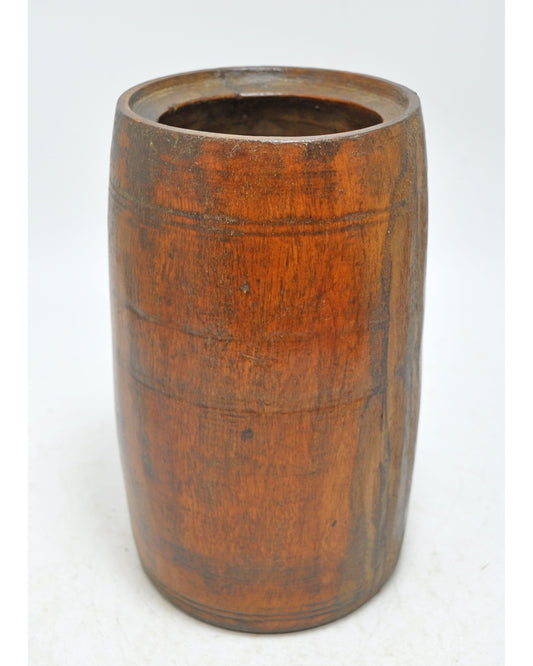 Antique Wooden Tall Grain Measurement Mana Pot Original Old Hand Carved