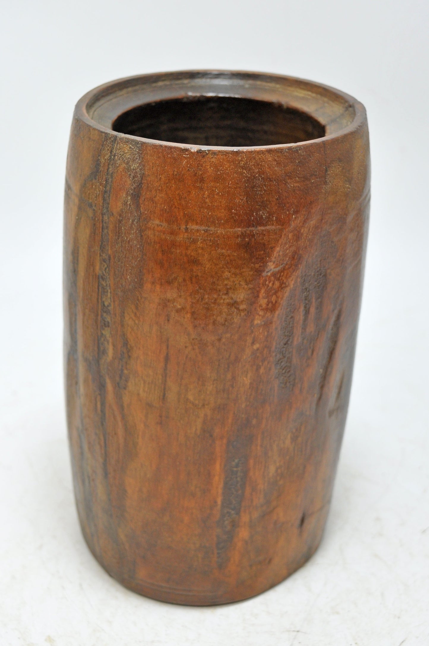 Antique Wooden Tall Grain Measurement Mana Pot Original Old Hand Carved