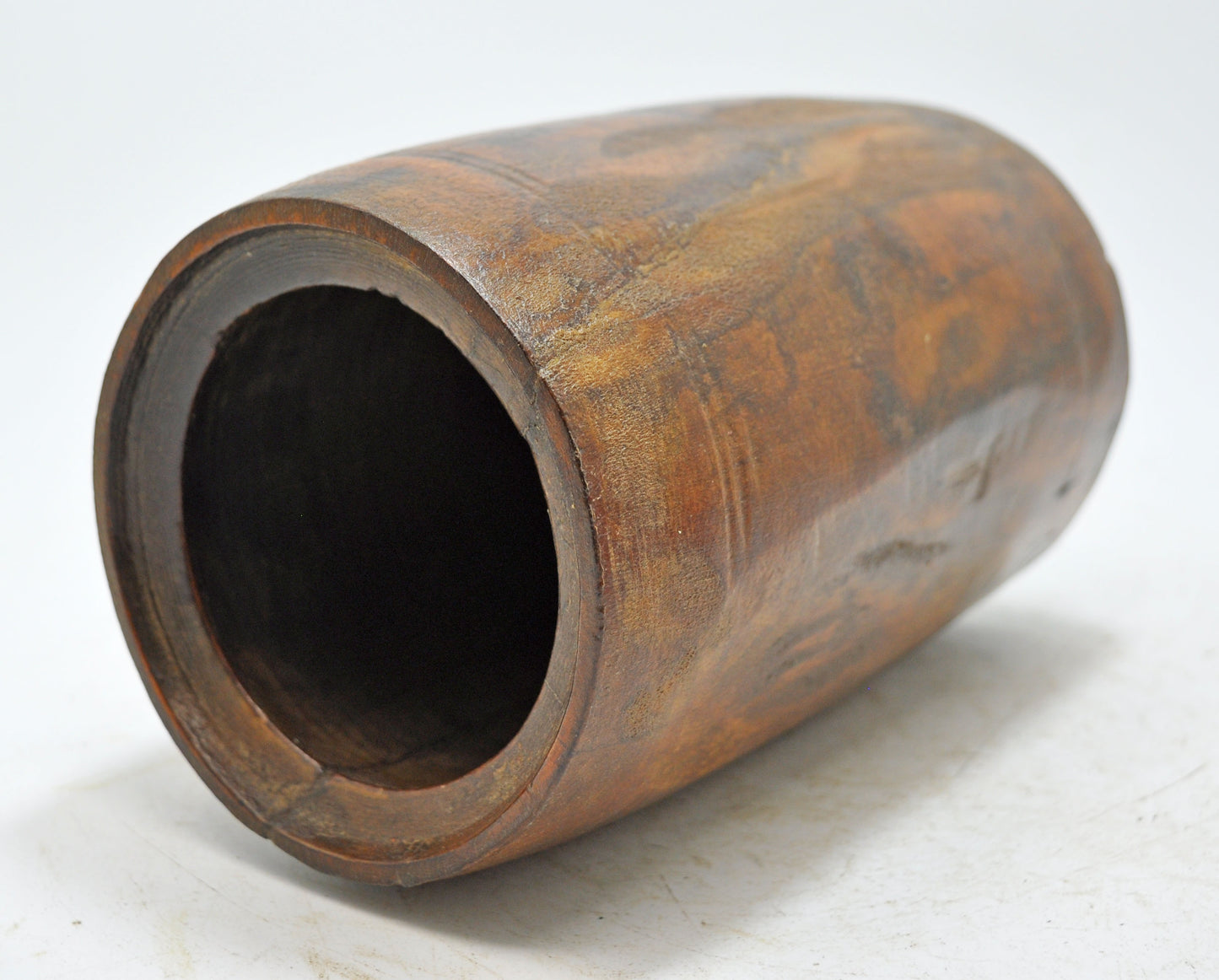 Antique Wooden Tall Grain Measurement Mana Pot Original Old Hand Carved