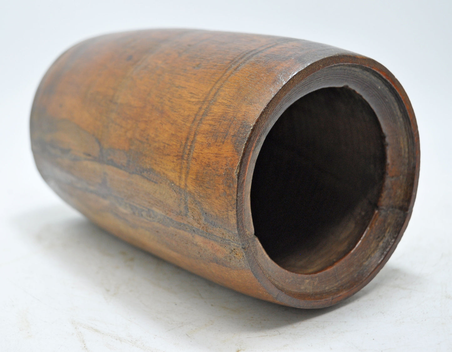 Antique Wooden Tall Grain Measurement Mana Pot Original Old Hand Carved