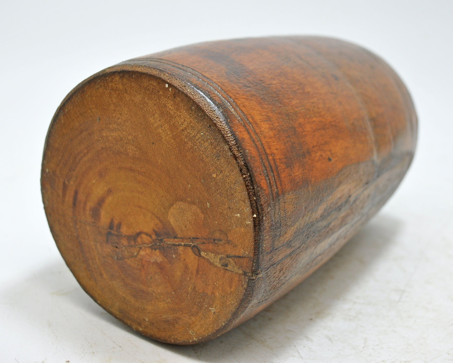 Antique Wooden Tall Grain Measurement Mana Pot Original Old Hand Carved