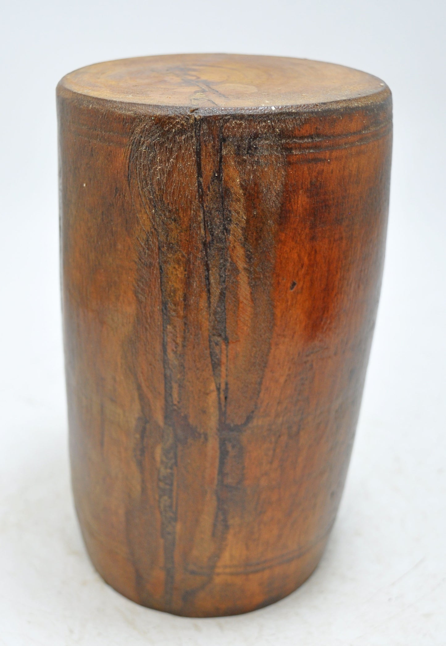 Antique Wooden Tall Grain Measurement Mana Pot Original Old Hand Carved