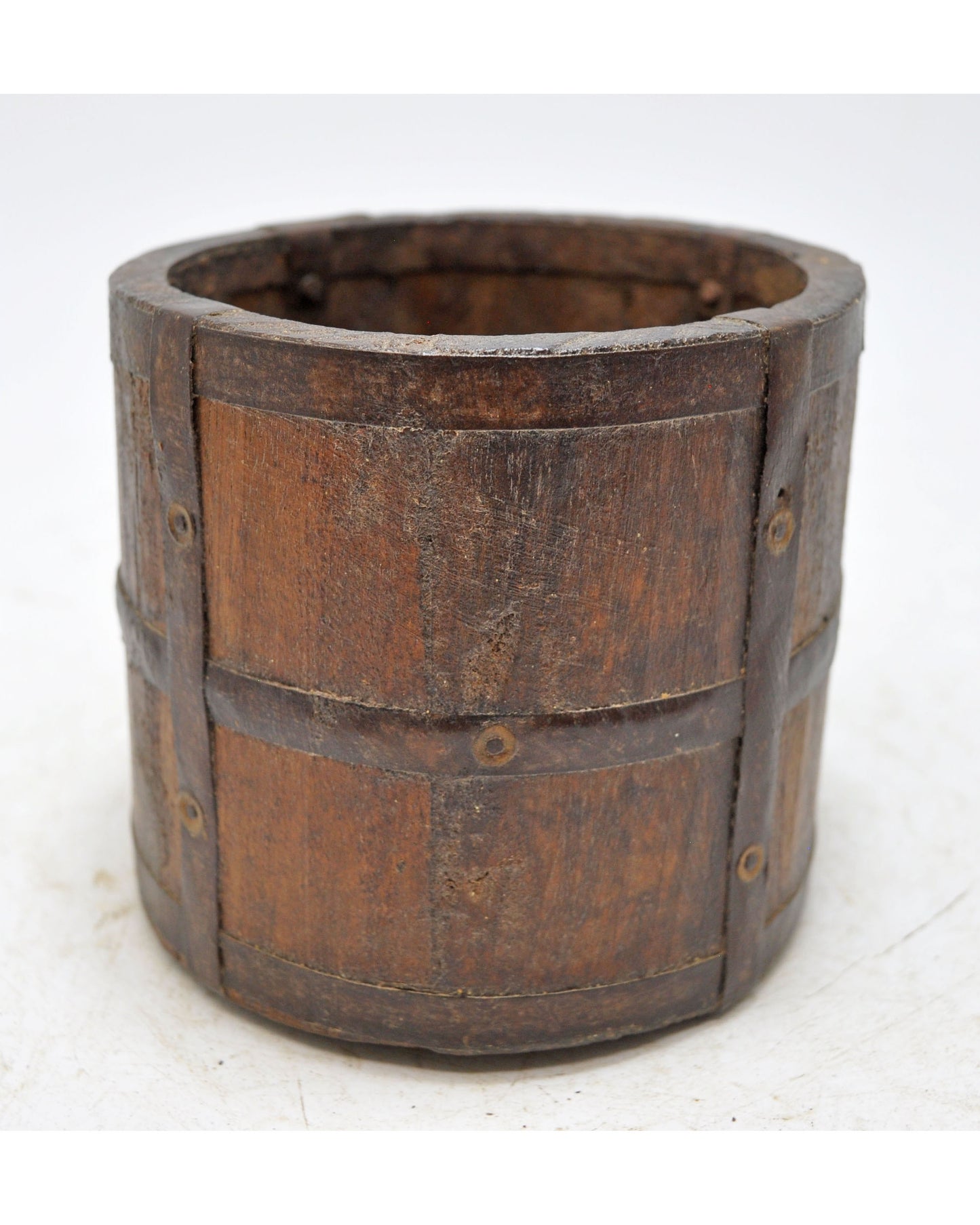 Vintage Wooden Tall Grain Measurement Mana Pot Original Old Hand Carved