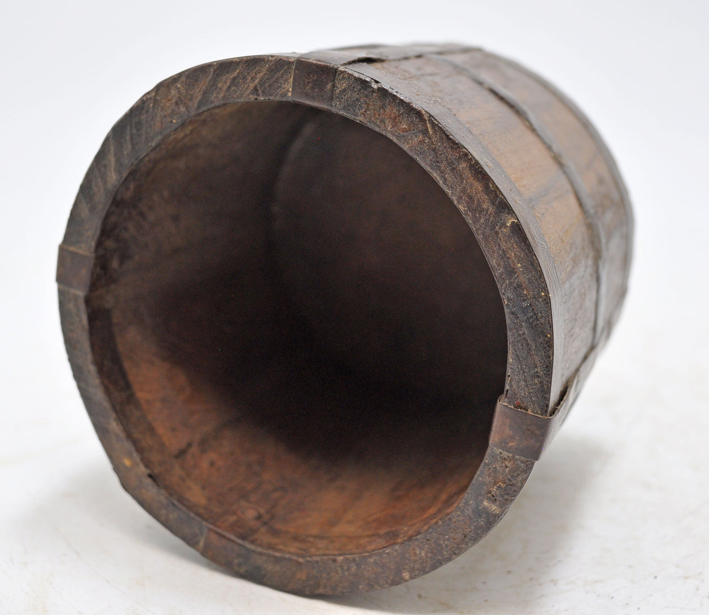 Vintage Wooden Tall Grain Measurement Mana Pot Original Old Hand Carved