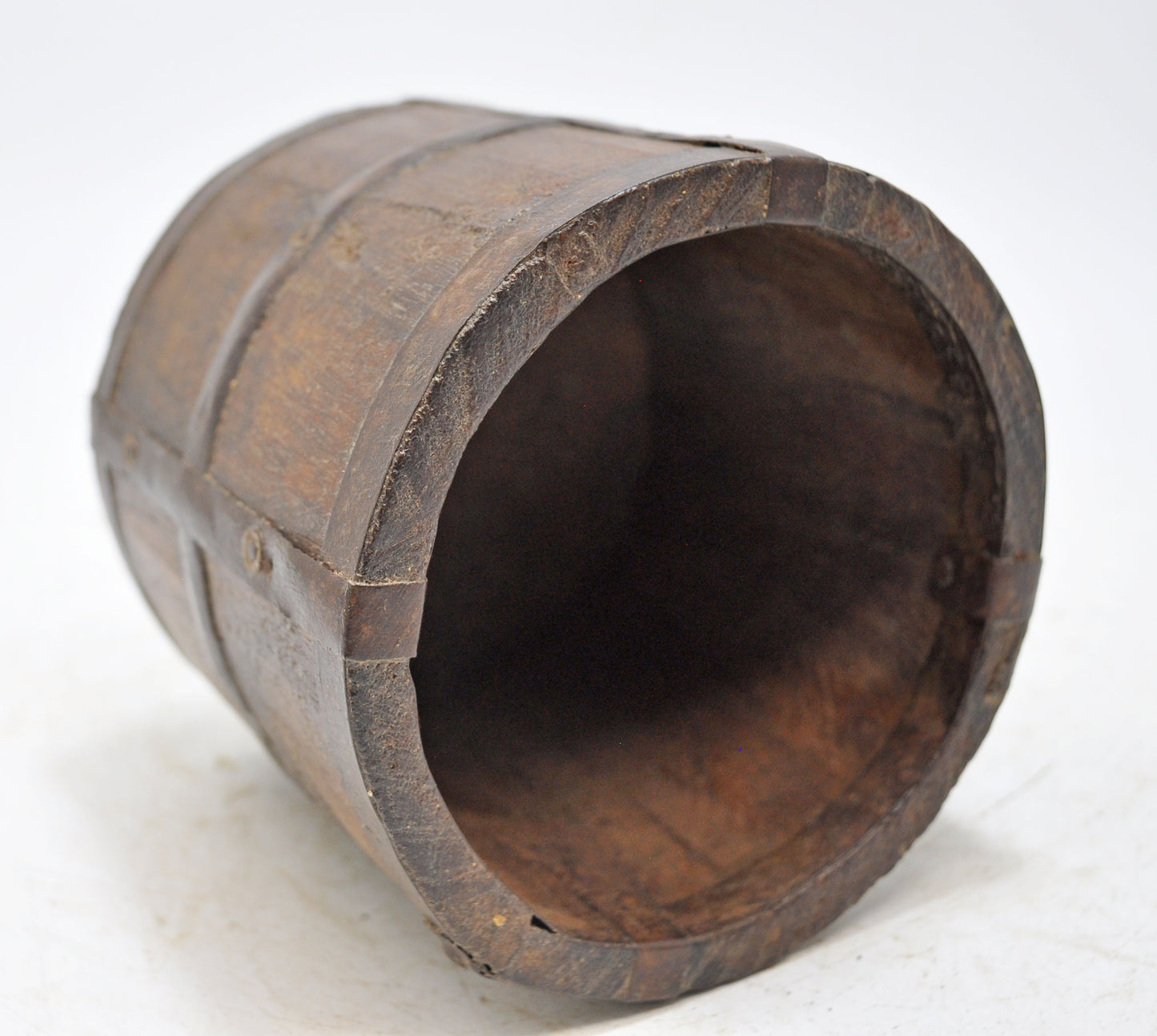 Vintage Wooden Tall Grain Measurement Mana Pot Original Old Hand Carved