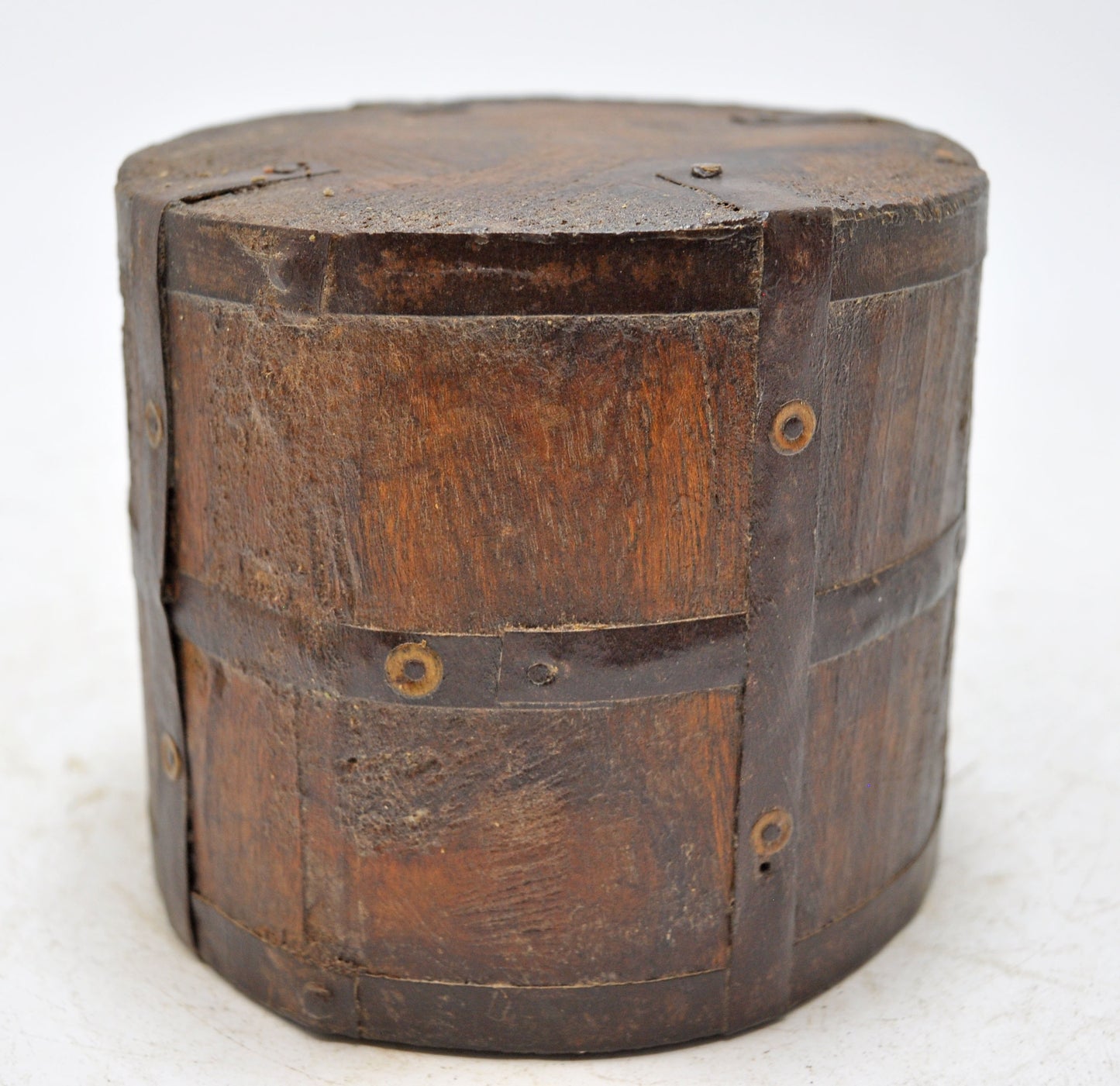 Vintage Wooden Tall Grain Measurement Mana Pot Original Old Hand Carved