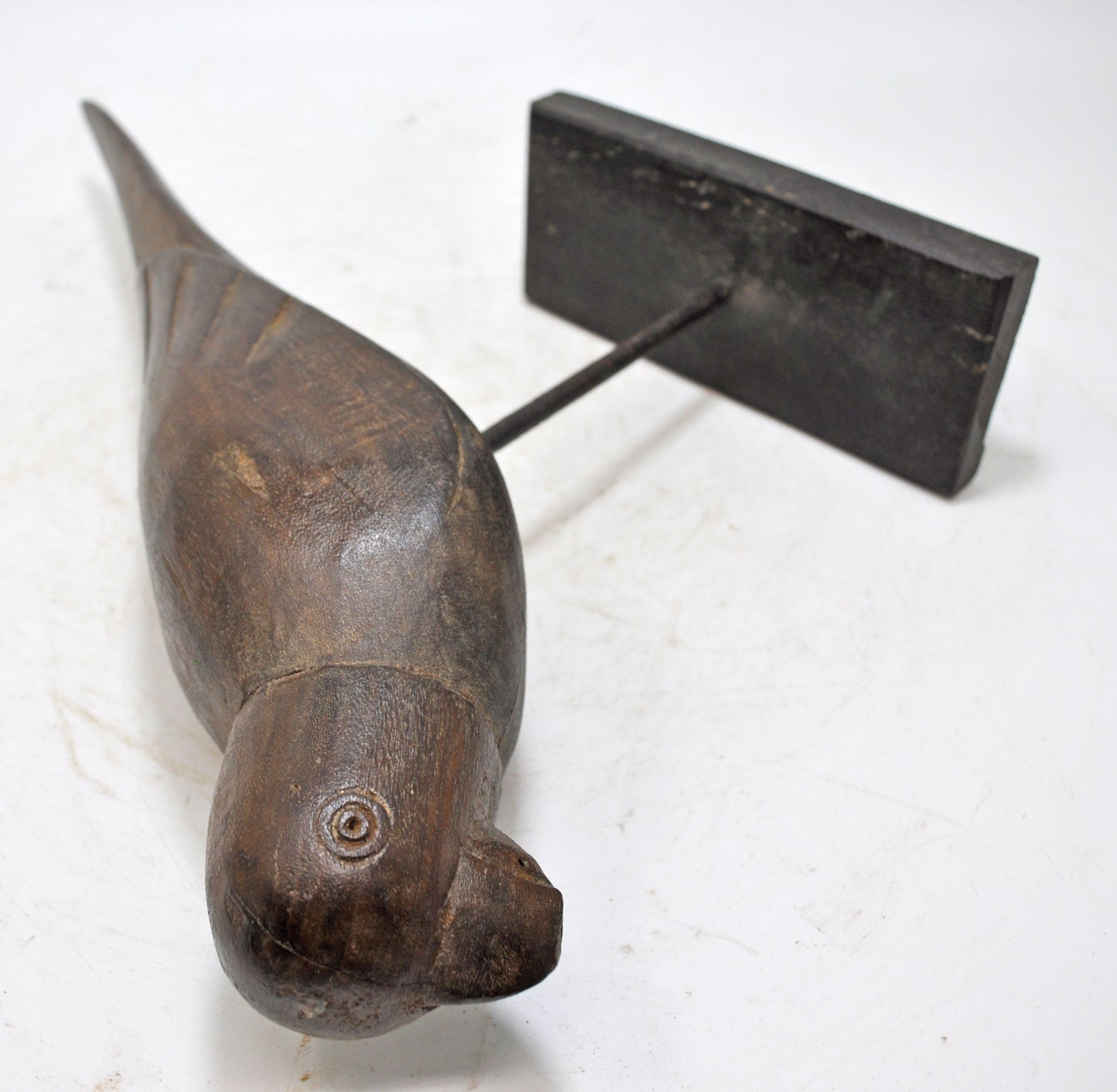 Vintage Wooden Parrot Bird Figurine on Stand Original Old Hand Carved