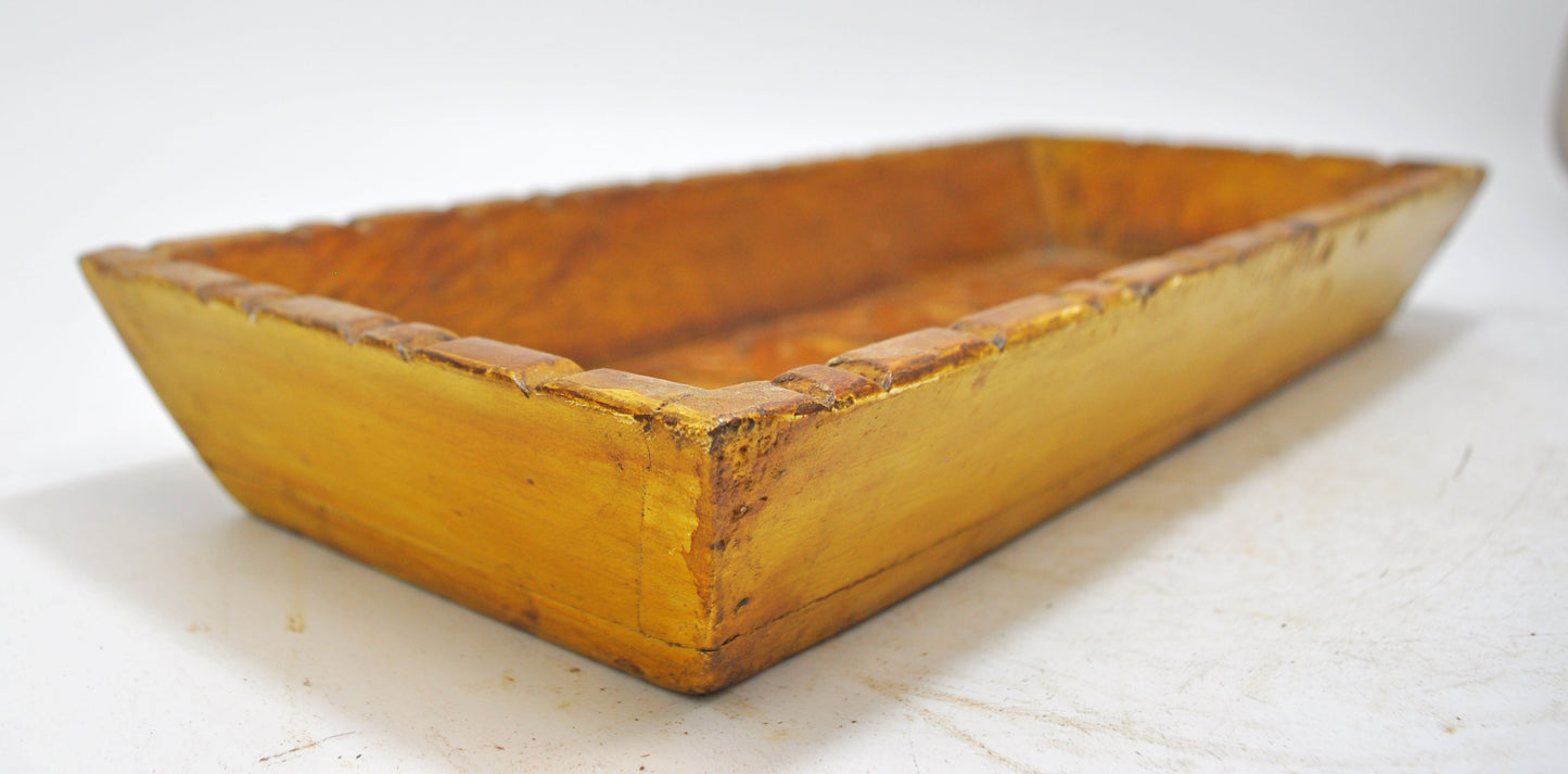 Vintage Wooden Rectangle Serving Tray Original Old Hand Carved