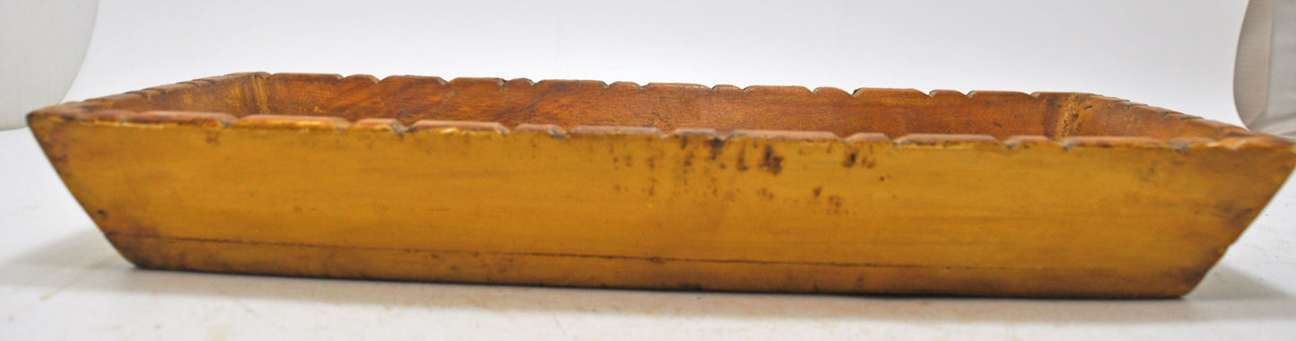 Vintage Wooden Rectangle Serving Tray Original Old Hand Carved