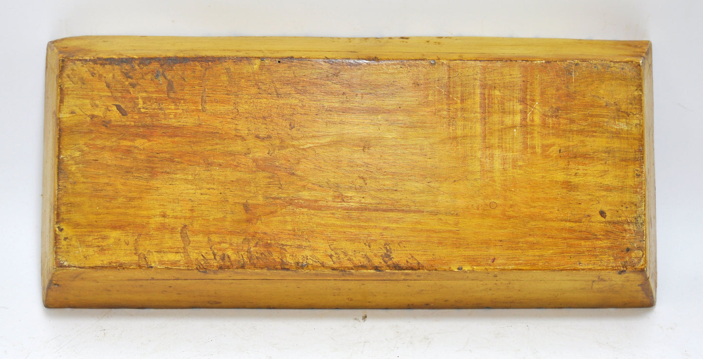 Vintage Wooden Rectangle Serving Tray Original Old Hand Carved