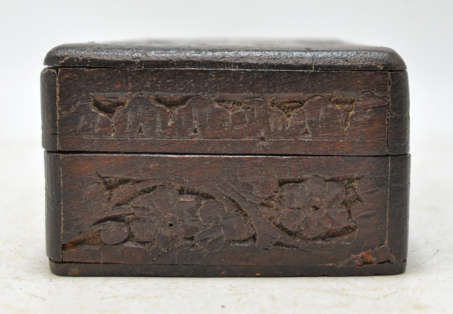 Vintage Wooden Small Jewellery Box Original Old Hand Crafted Carved