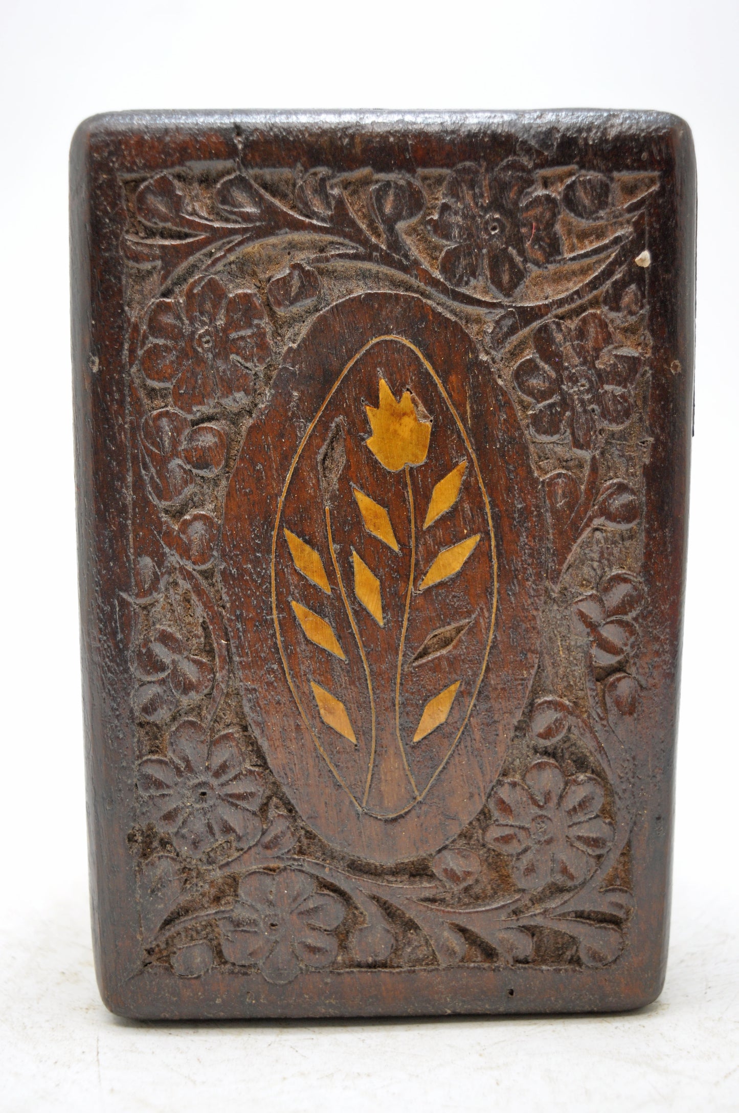 Vintage Wooden Small Jewellery Box Original Old Hand Crafted Carved