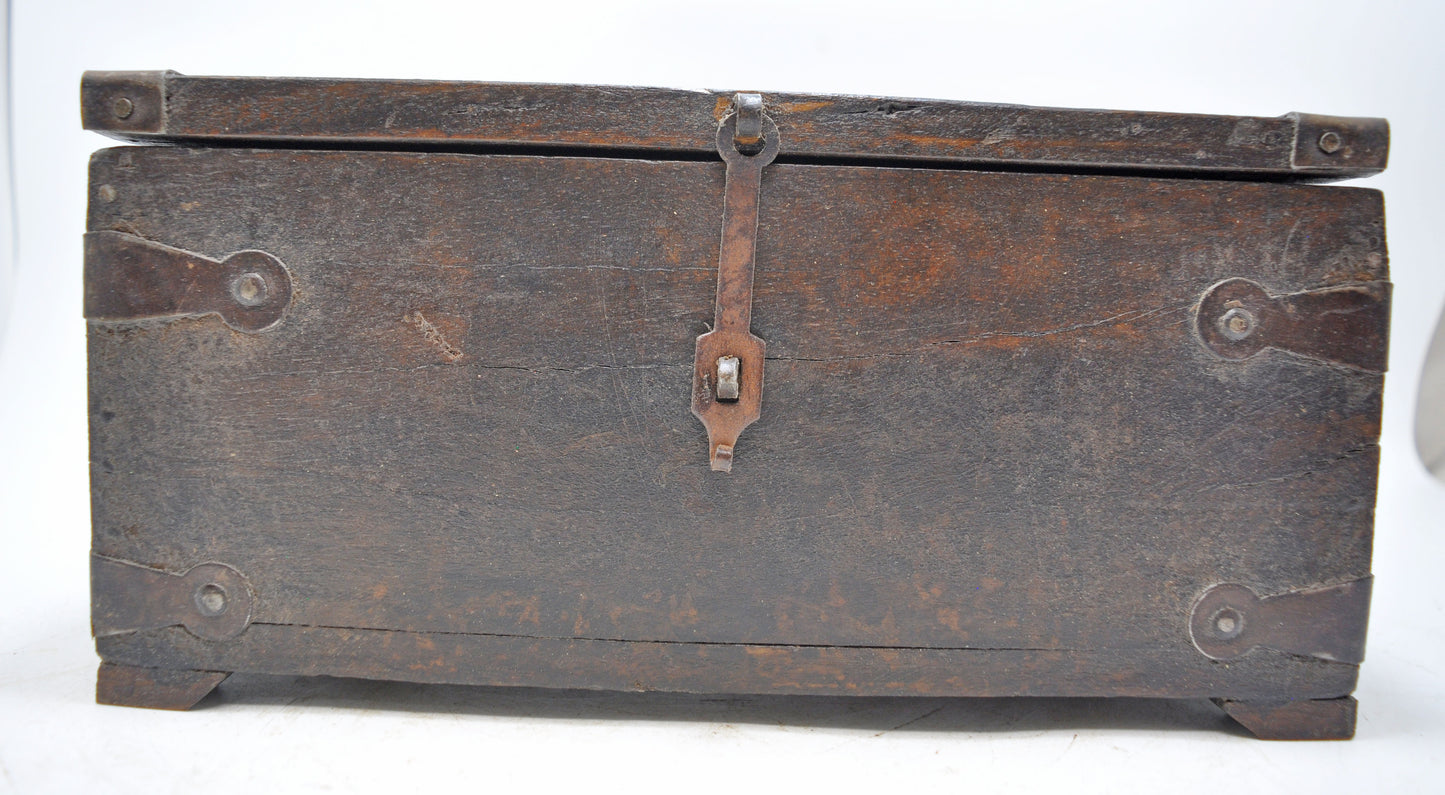 Antique Wooden Storage Chest Box Original Old Hand Crafted