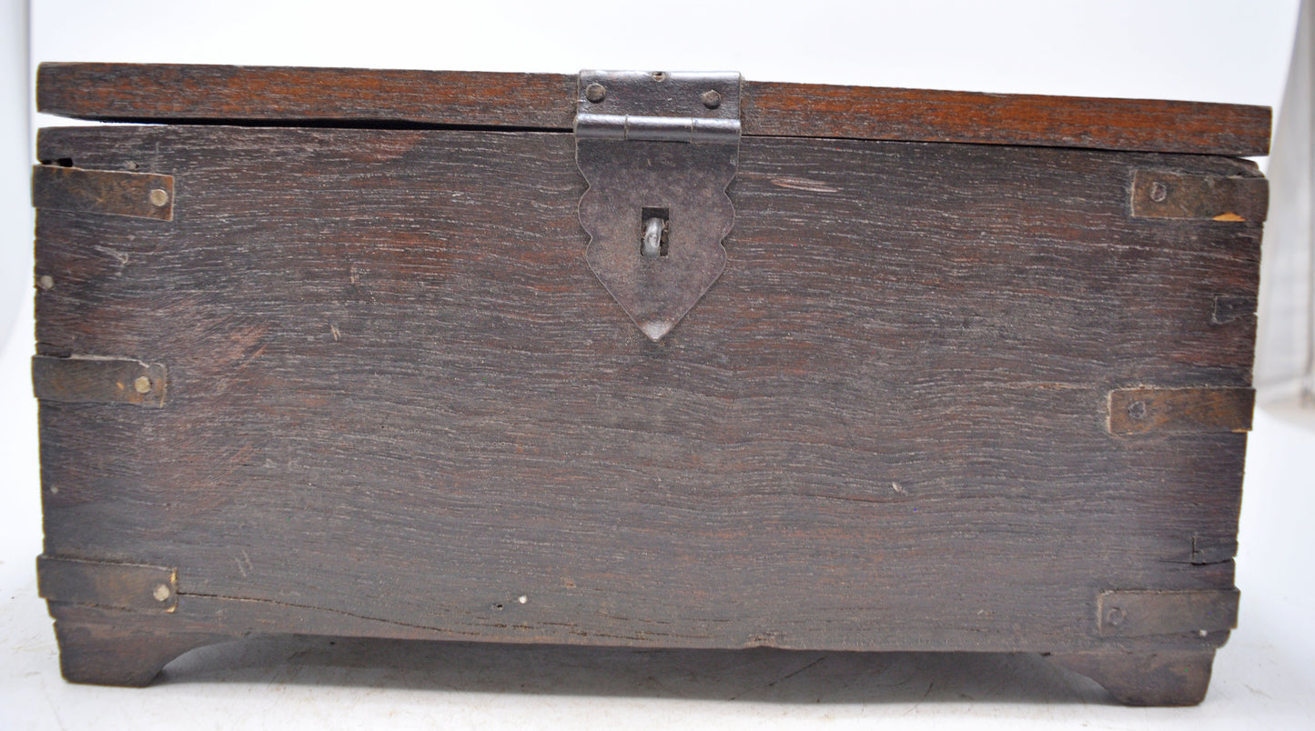 Antique Wooden Storage Chest Box Original Old Hand Crafted