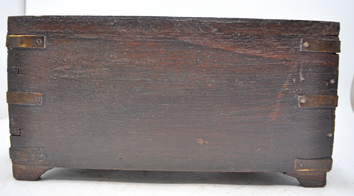 Antique Wooden Storage Chest Box Original Old Hand Crafted